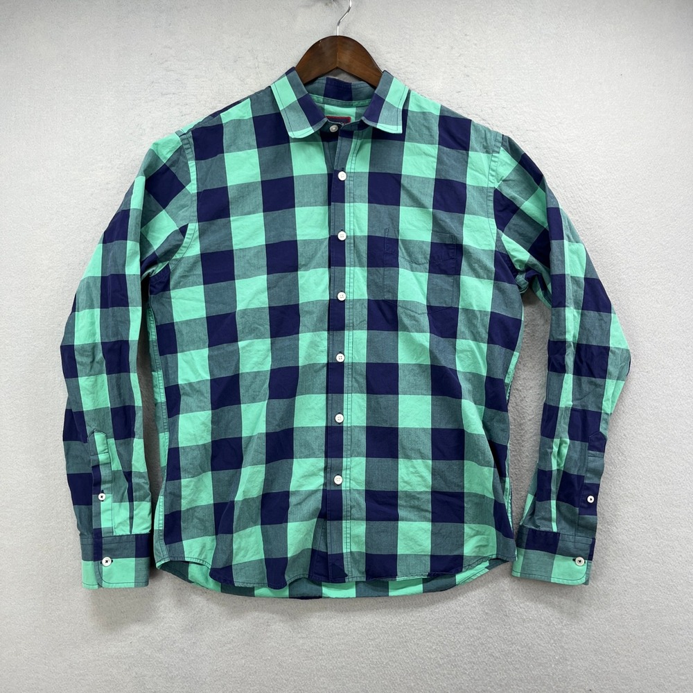 UNTUCKit Men's Green and Navy Plaid Button-Down Shirt